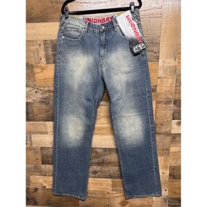 Unionbay Rider Relaxed Straight Leg Jeans Men 36x34 Blue Denim NWT Vintage Style